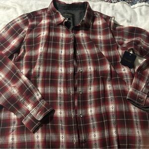 Red and White Plaid Button-Up Shirt